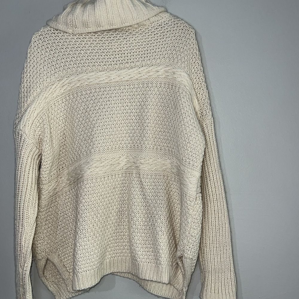 Urban Day Cowl Neck Chunky Beige Sweater Cable Knit size S Oversized - Picture 7 of 8